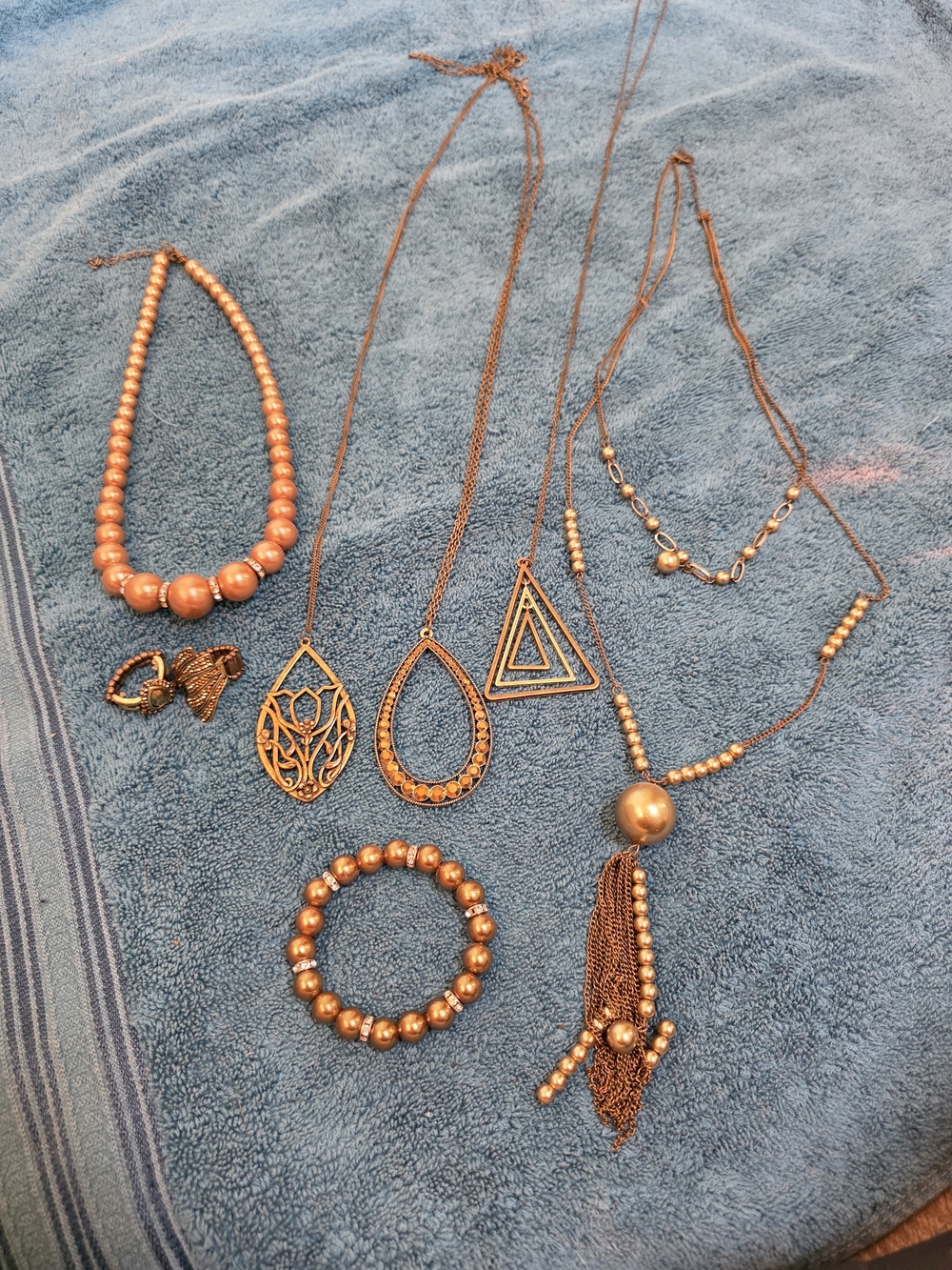 Bronze-Tone Womens Fashion Necklace & Bracelet Set